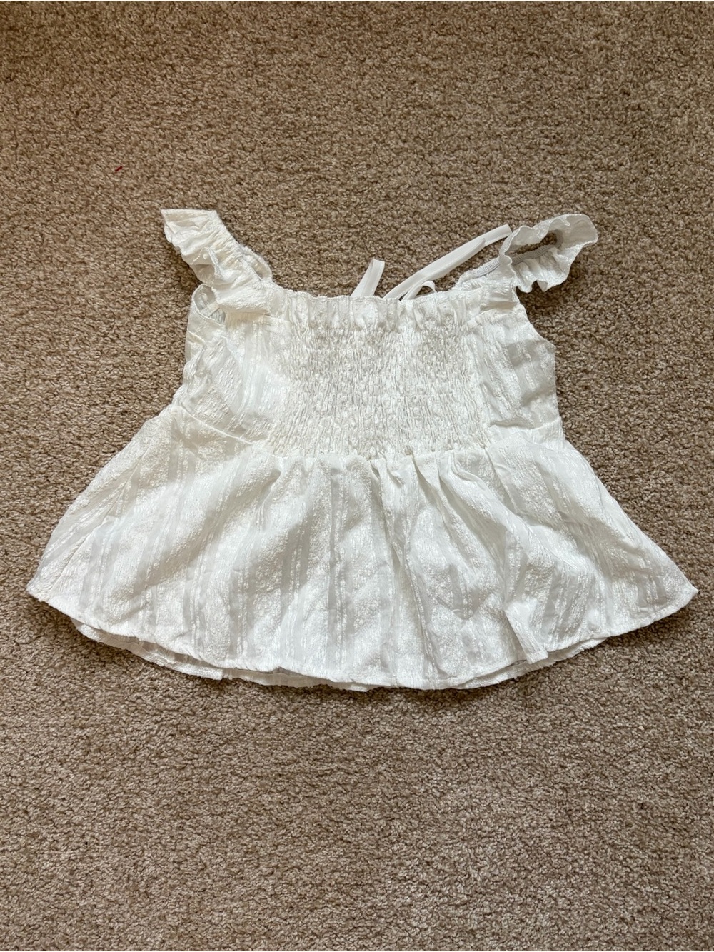 White Ruffled Babydoll Top - Picture 2 of 3